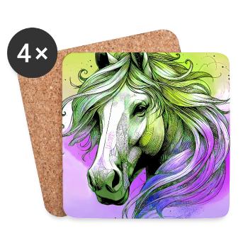 cheval - Dessous de verre (lot de 4) - blanc - Devant