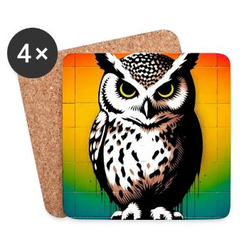 hibou - Dessous de verre (lot de 4) - blanc - Devant