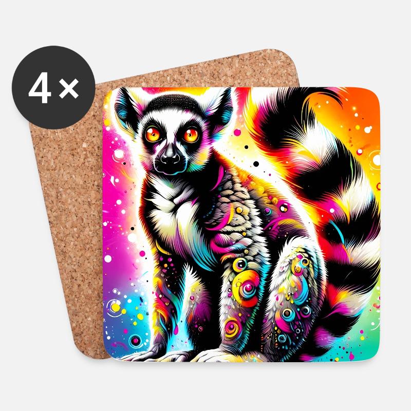 Lemur - Untersetzer (4er-Set) - Weiß