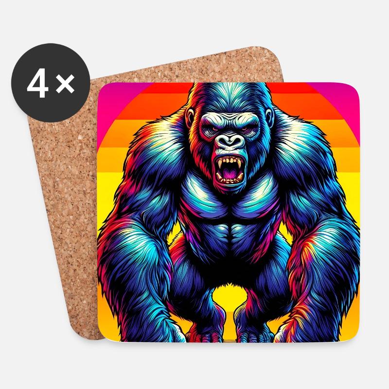 Gorilla - Untersetzer (4er-Set) - Weiß