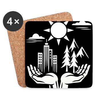 Urban Nature Harmony Illustration - Coasters (set of 4) - white - Front