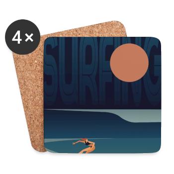 SURFER WELLE - Untersetzer (4er-Set) - Weiß - Vorne