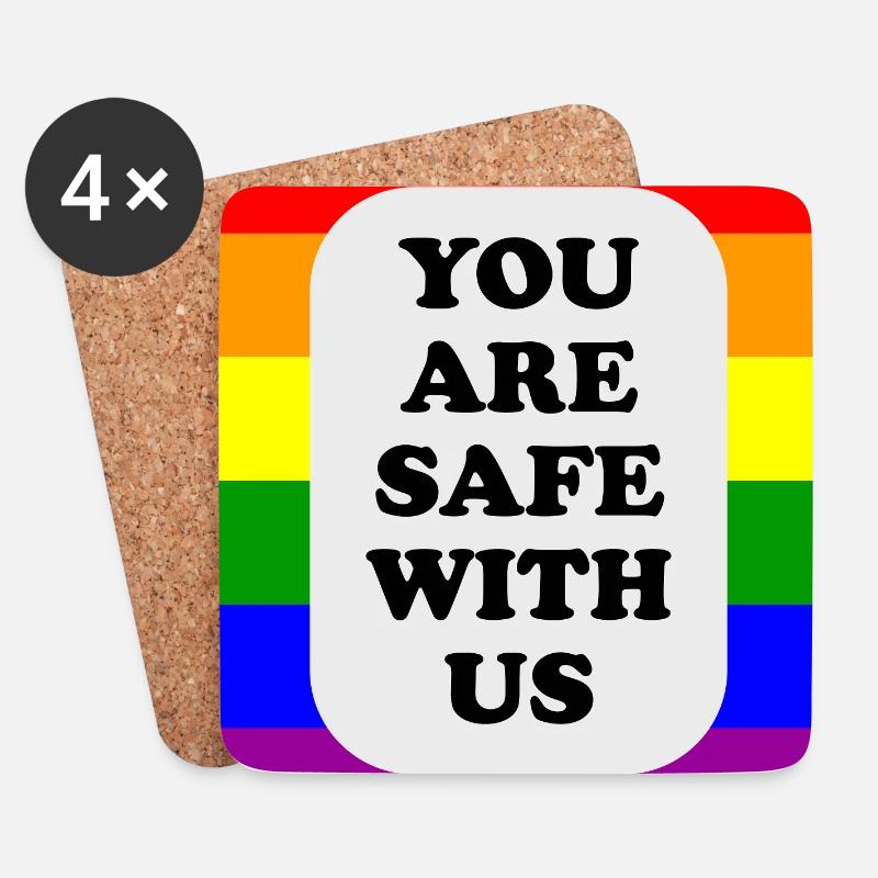 LGBT-Safe-Space-Regenbogenflagge - Untersetzer (4er-Set) - Weiß