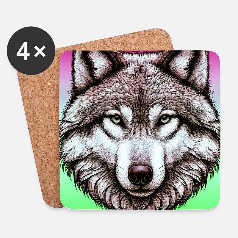 Wolf - Coasters (set of 4) - white