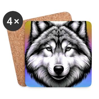 Wolf - Coasters (set of 4) - white - Front