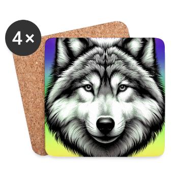 Loup - Dessous de verre (lot de 4) - blanc - Devant