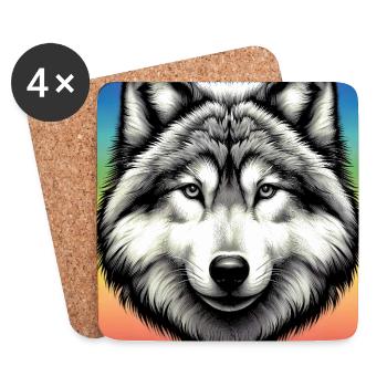 Wolf - Untersetzer (4er-Set) - Weiß - Vorne