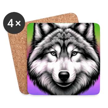 Wolf - Untersetzer (4er-Set) - Weiß - Vorne