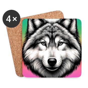 Loup - Dessous de verre (lot de 4) - blanc - Devant