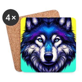 Loup - Dessous de verre (lot de 4) - blanc - Devant
