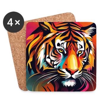 Tigre - Dessous de verre (lot de 4) - blanc - Devant