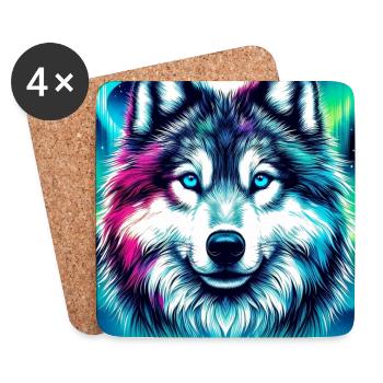Wolf Husky Hund - Untersetzer (4er-Set) - Weiß - Vorne