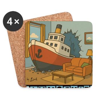 Spaceship by Rico Beck - Coasters (set of 4) - white - Front