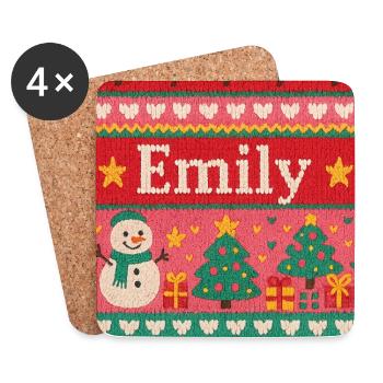 Festive Name Emily Ugly Chrismas Style, Xmas  - Coasters (set of 4) - white - Front