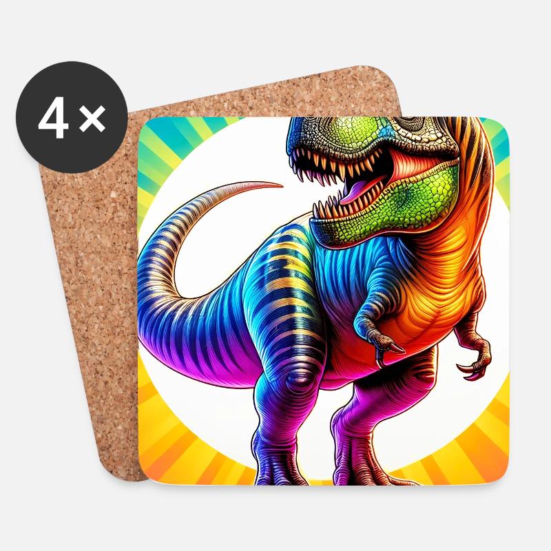 dinosaure - Dessous de verre (lot de 4) - blanc