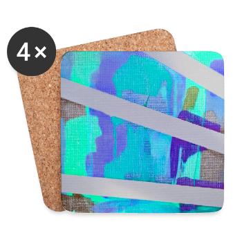 Neon Abstract Stripe Collage - Coasters (set of 4) - white - Front