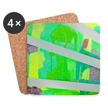 Neon Kaleido Abstract - Coasters (set of 4) - white - Front