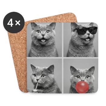 Katzen Britisch Kurzhaar Katze - Untersetzer (4er-Set) - Weiß - Vorne