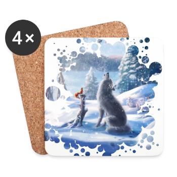 Freunde (Winterzauber) - Untersetzer (4er-Set) - Weiß - Vorne