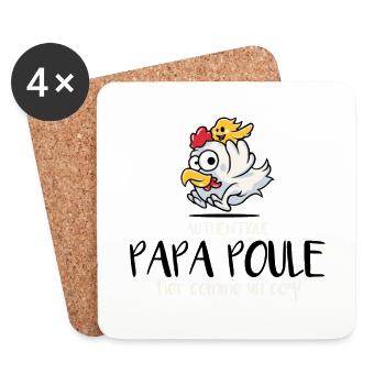 PAPA POULE - Dessous de verre (lot de 4) - blanc - Devant
