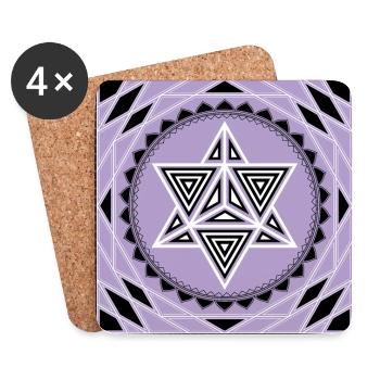 Merkaba Star Tetrahedr Sacred Geometry Lotus - Coasters (set of 4) - white - Front