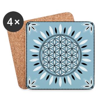 Fleur de vie Géométrie sacrée Mandala Yoga - Dessous de verre (lot de 4) - blanc - Devant