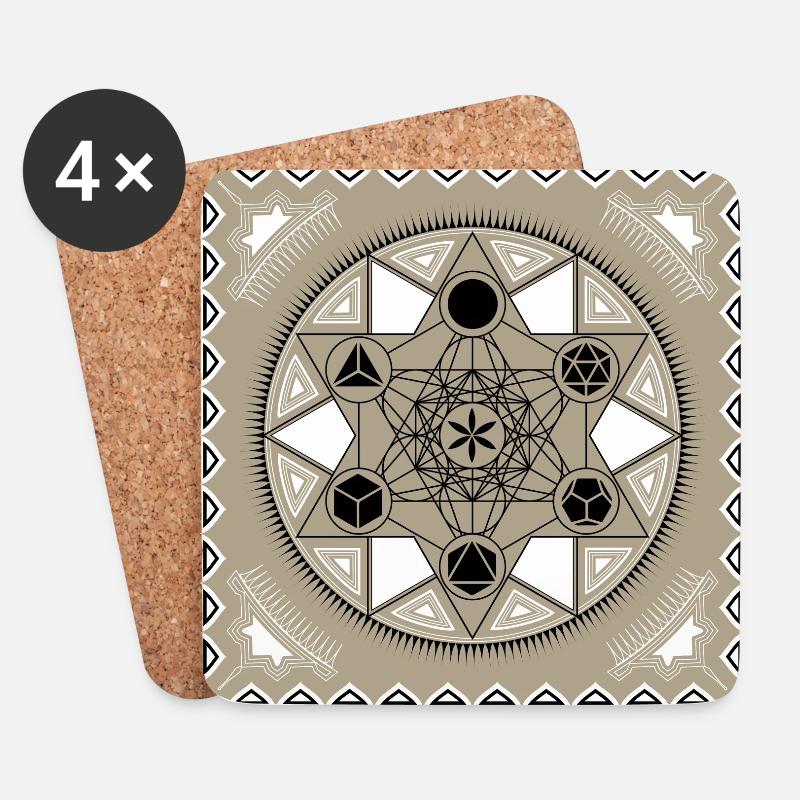 Metatrons Cubes, Sacred Geometry, Yoga, Patterns - Coasters (set of 4) - white