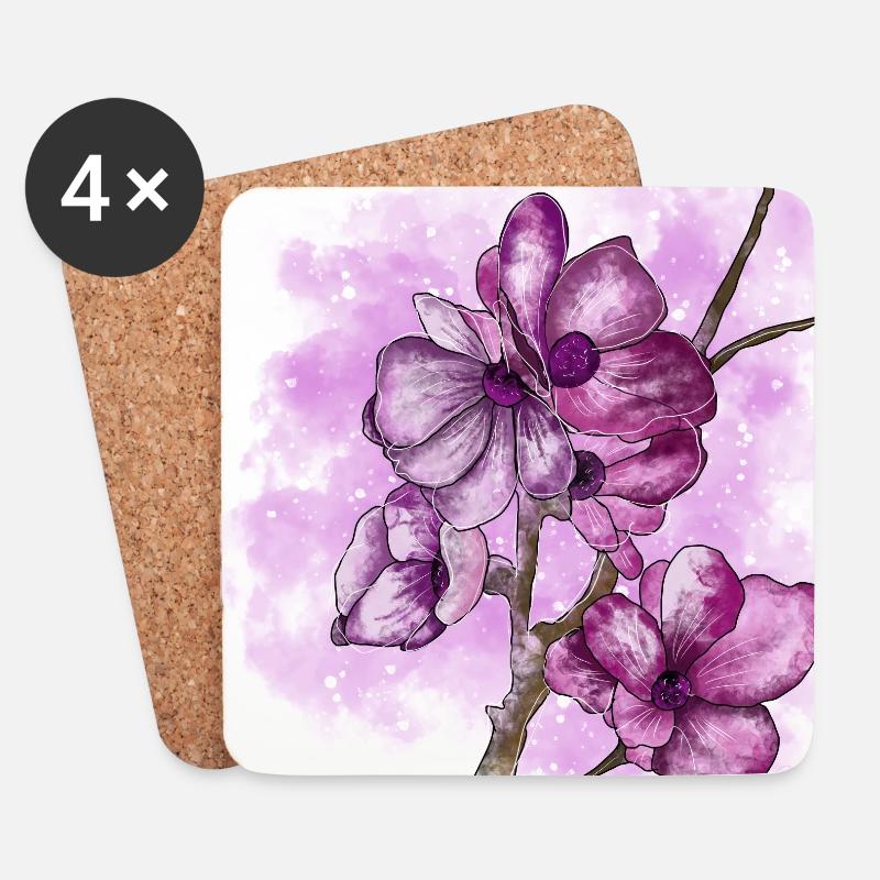 Kirschblüte Sakura - Untersetzer (4er-Set) - Weiß