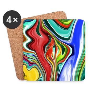 Abstract Painting Fluid Painting Colorful - Coasters (set of 4) - white - Front