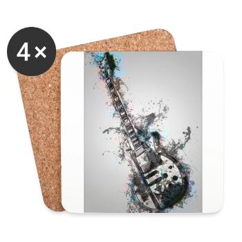 Guitare - Dessous de verre (lot de 4) - blanc - Devant