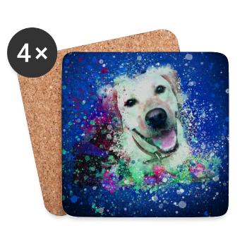 Golden Retriever ,hund, Labrador, bunt, Graffiti - Untersetzer (4er-Set) - Weiß - Vorne