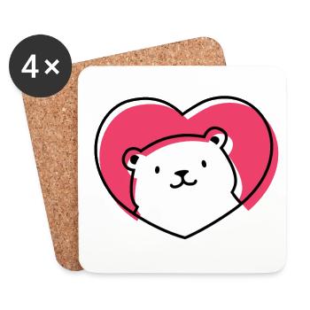 Bear Heart - Coasters (set of 4) - white - Front