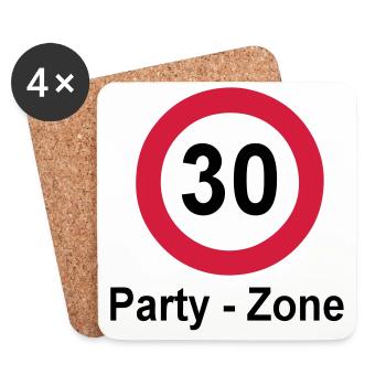 30.Geburtstag , Schild Party Zone (25) - Untersetzer (4er-Set) - Weiß - Vorne