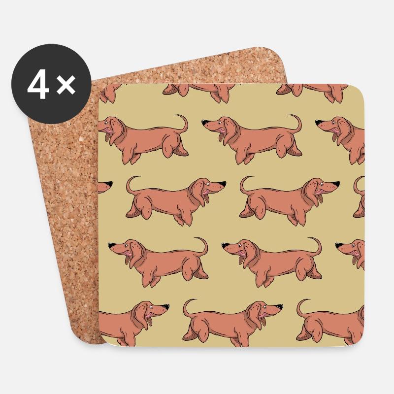 Dackel Muster - Untersetzer (4er-Set) - Weiß