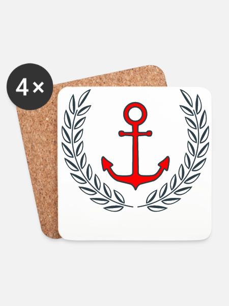 Anker maritim - Untersetzer (4er-Set) - Weiß