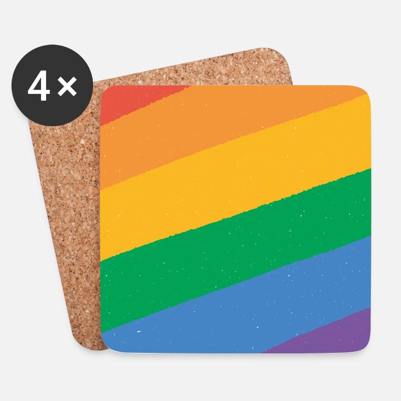 LGBT Regenbogenfahne - Untersetzer (4er-Set) - Weiß