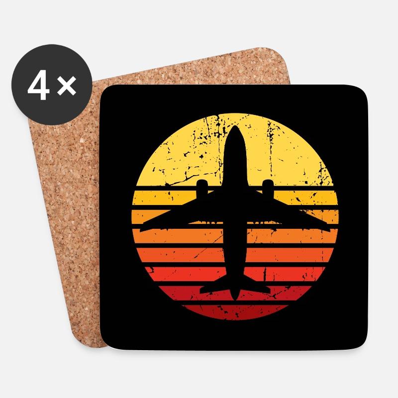 Flugzeug Gesichtsmaske - Untersetzer (4er-Set) - Weiß