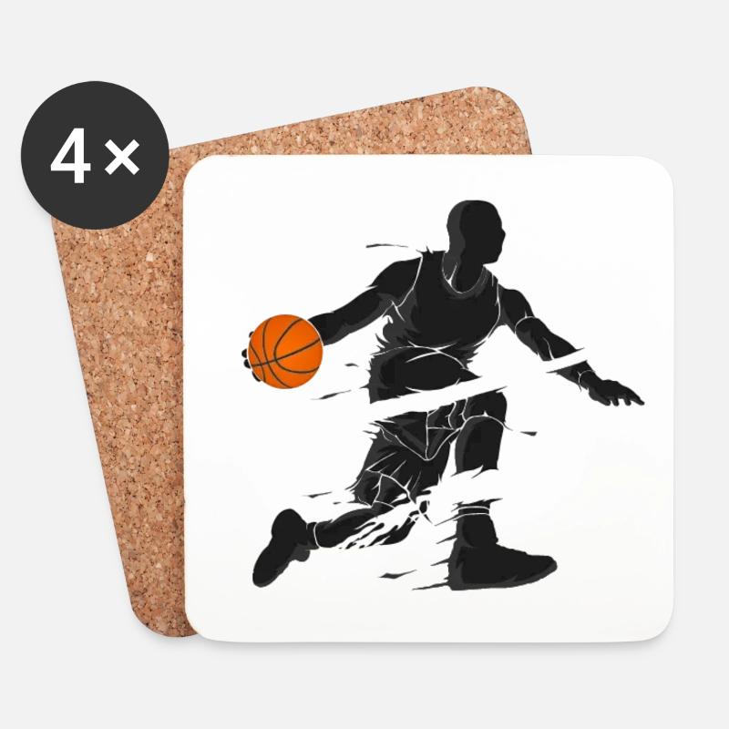 Basketball-Spieler - Untersetzer (4er-Set) - Weiß