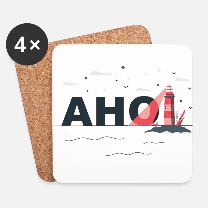 Ahoi mit Leuchtturm - Untersetzer (4er-Set) - Weiß
