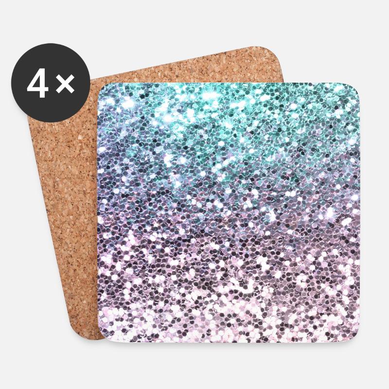 Pastellblau Rosa Glitzern Funkelnd ziemlich schick - Untersetzer (4er-Set) - Weiß