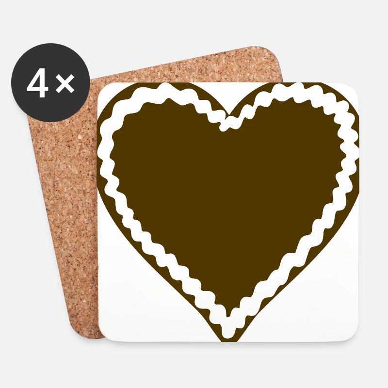 lebkuchenherz selbst gestalten - Untersetzer (4er-Set) - Weiß
