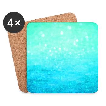 Joli dégradé de paillettes bleu vif Bokeh - Dessous de verre (lot de 4) - blanc - Devant