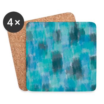 Vignette abstraite Impression vert Arrière-plan Cool Present - Dessous de verre (lot de 4) - blanc - Devant