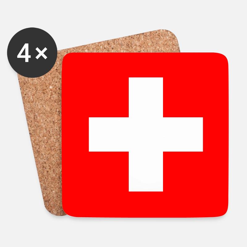Aufkleber Flagge der Schweiz Aufkleber Schweiz - Untersetzer (4er-Set) - Weiß