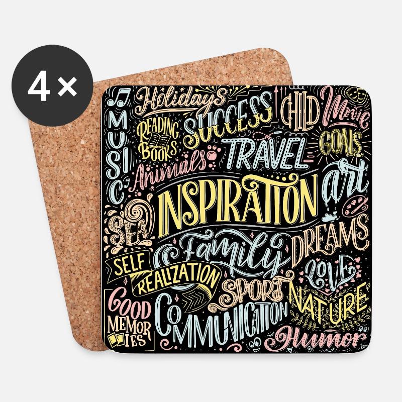 Mix aus mehrfarbiger positiver Typografie - Untersetzer (4er-Set) - Weiß