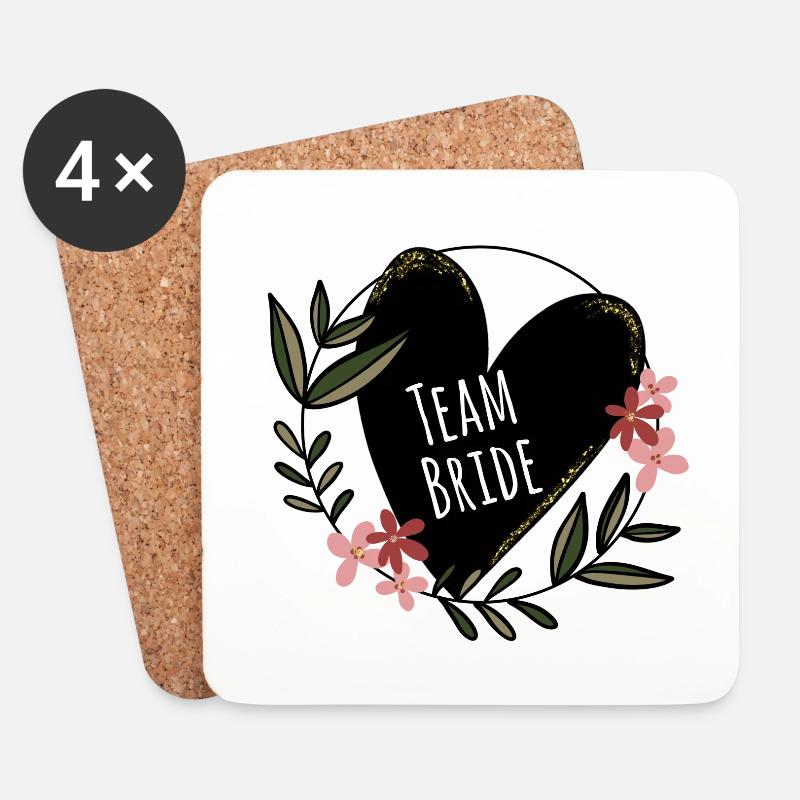 Team Bride - Team Braut Jungesellinnenabschied - Untersetzer (4er-Set) - Weiß