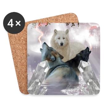 Loups impressionnants - Dessous de verre (lot de 4) - blanc - Devant