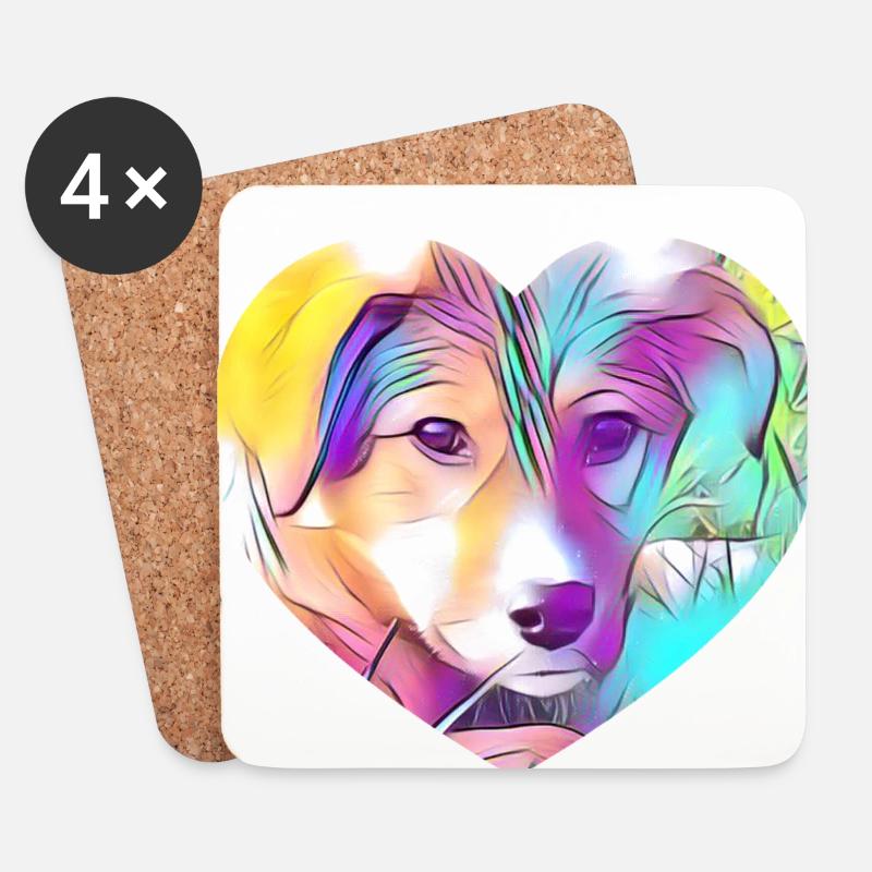 Hund - Untersetzer (4er-Set) - Weiß