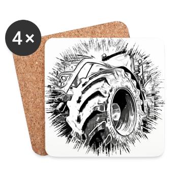 Tracteur - Dessous de verre (lot de 4) - blanc - Devant