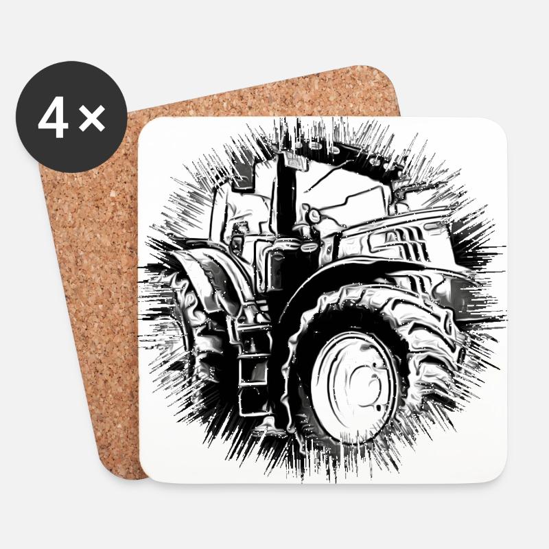 Traktor - Untersetzer (4er-Set) - Weiß